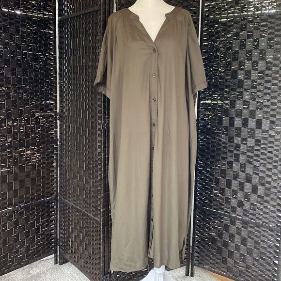 Roman’s Olive Green Short Sleeve Dress Coverup Plus Size 22W - Picture 1 of 11